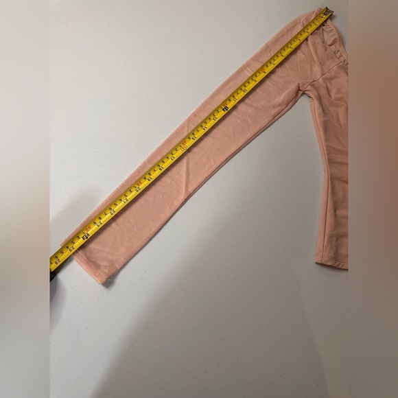 Y2K Guess Ruched Mesh Long Sleeve Top Blush Pink Square Neck - Picture 8 of 8